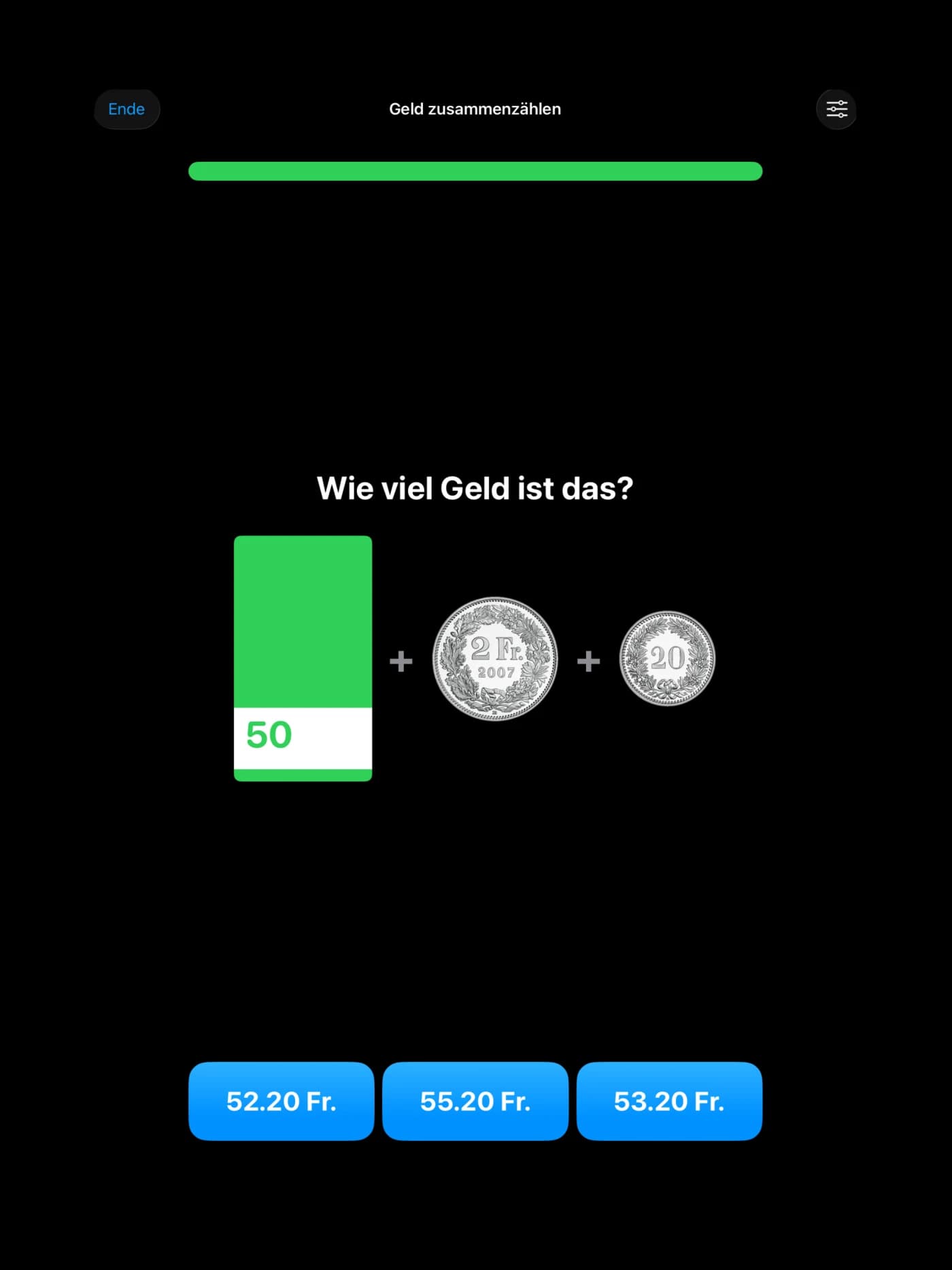 Schweizer Geld zusammenzählen