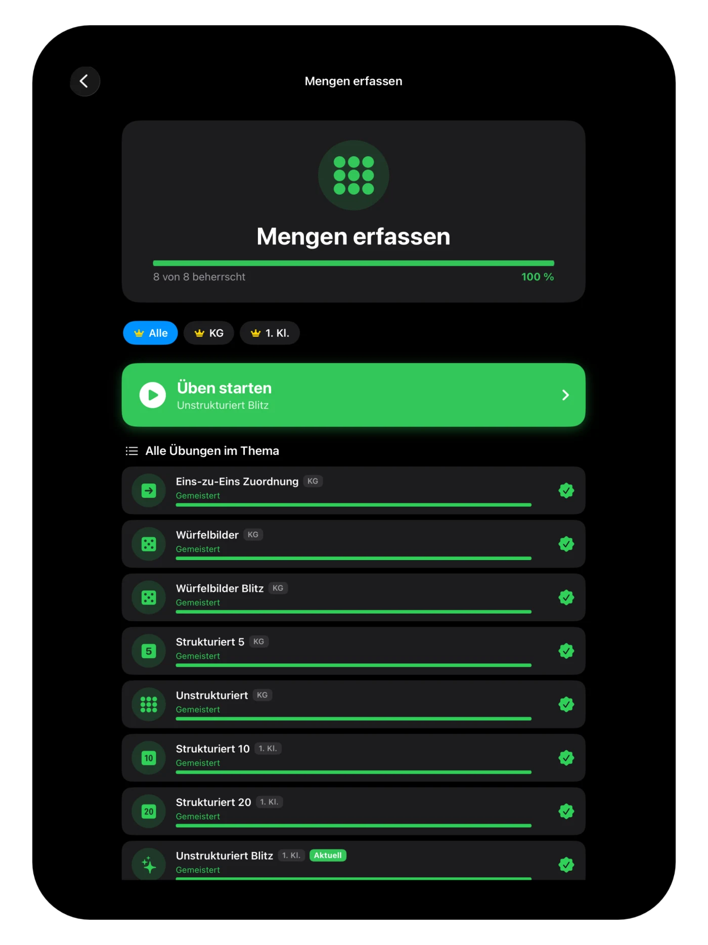 Thema Mengen erfassen mit acht Aktivitäten